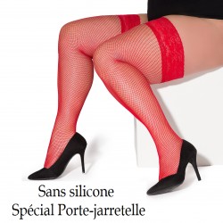 Christina red fishnet stockings for garter belt XTra Size LeggStory wholesaler DBH Creations
