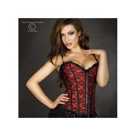 Corset rouge a broderies CR-3306 Chilirose grossiste DBH Creations 