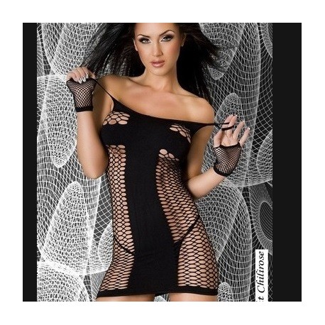Black fishnet dress CR-3202 Chilirose wholesaler DBH Creations 