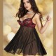 Nuisette noire avec dentelle rouge CR-3496 Chilirose grossiste DBH Creations 