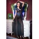 Black long chemise with blue lace CR-4196 Chilirose wholesaler DBH Creations