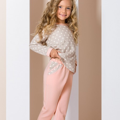 Pink and beige junior pyjamas with stars