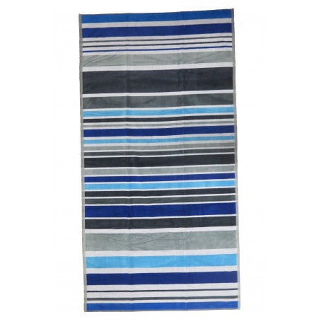 Blue and grey striped beach towel wholesaler DBH Créations